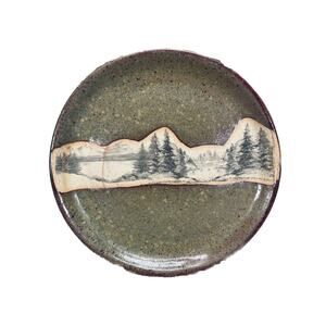 Always Azul Pottery Mountain Trees Scene Plate 8” Colorado